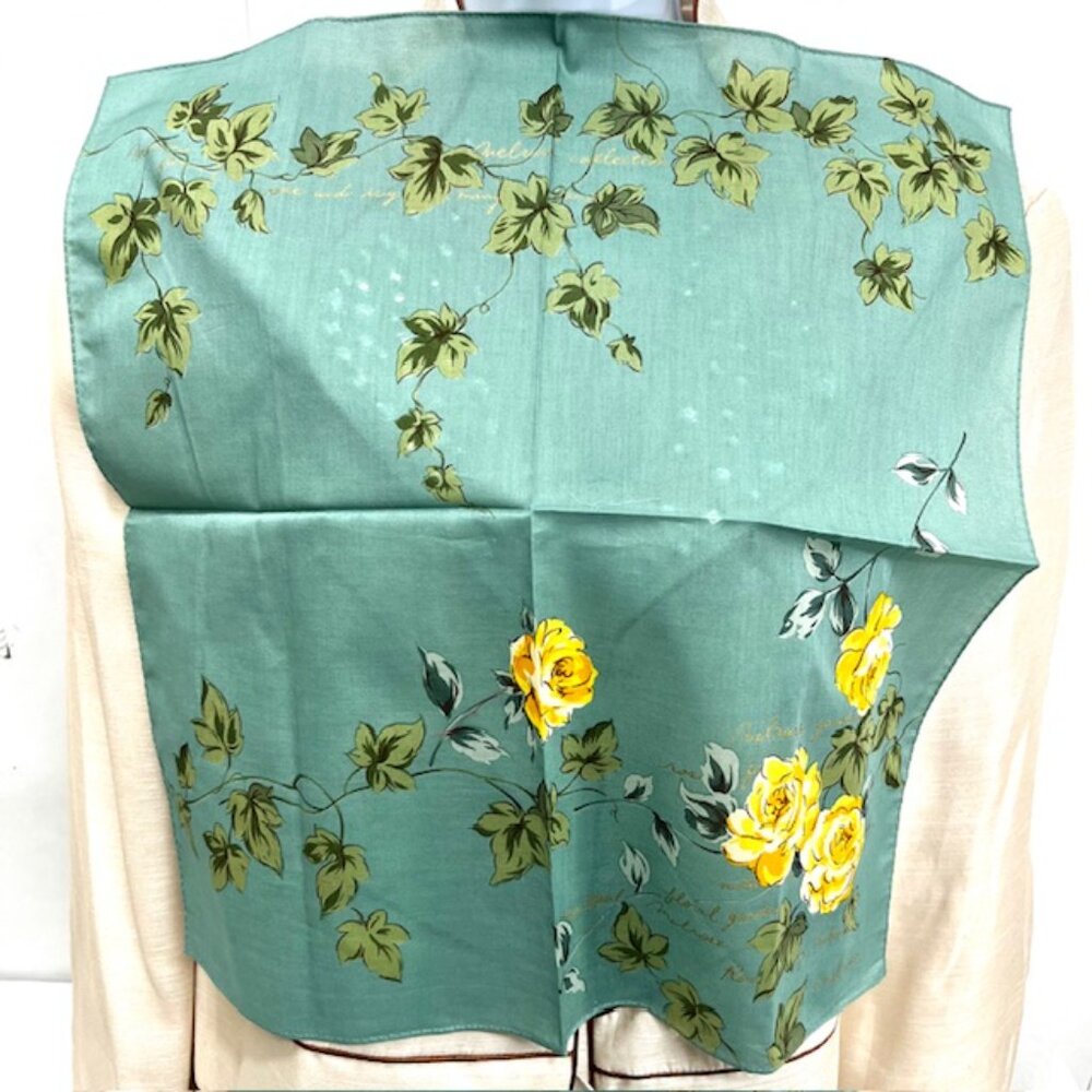 Unused Celine Paris + Melriese & Roch Cearces HandKerchief 19" Greem Beige  (6 - Picture 8 of 14